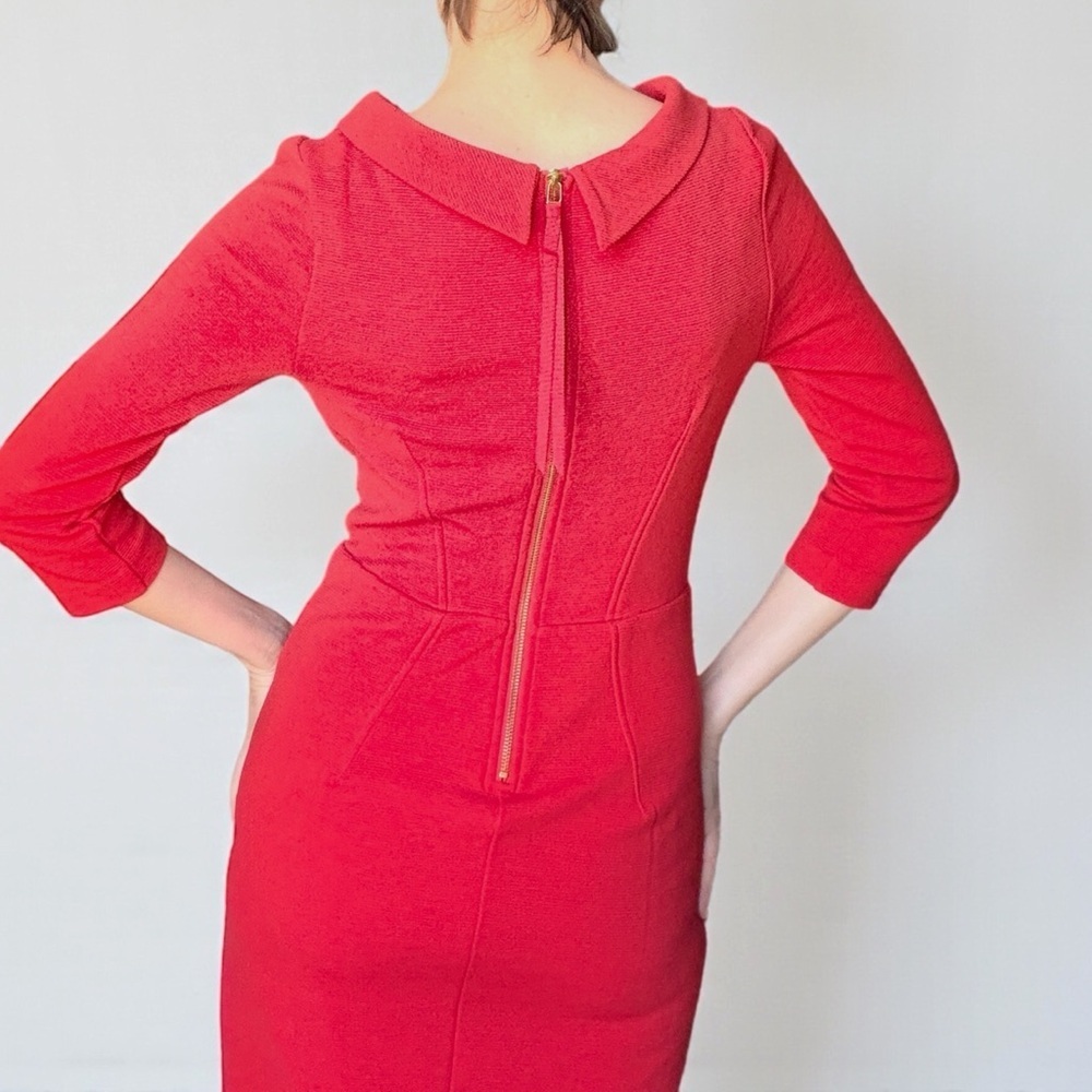 Boden Marissa Vibrant Red Midi Dress Power Red Sheath Holiday 6 Long Runs Small - Picture 6 of 14